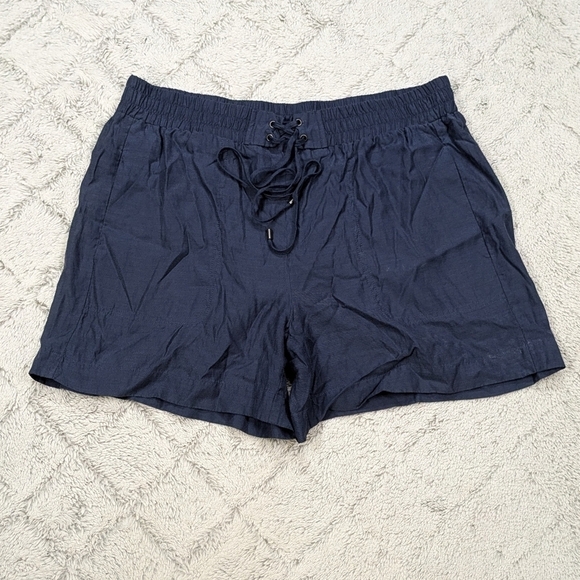 Vince Shorts Women's M Blue Navy Cupro Cotton Tie Waist Comfy Casual Pockets 4.5 - Picture 1 of 8